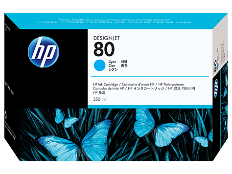 Hình của HP 80 350-ml Cyan DesignJet Ink Cartridge (C4846A)