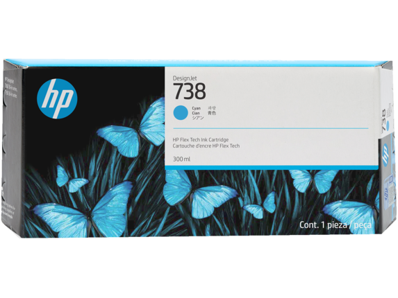 Hình của HP 738 300ml Cyan DesignJet Ink Cartridge (676M6A)